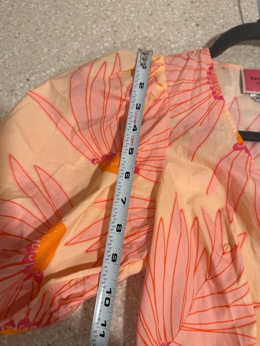 Kate Spade New York Falling Flower Grand Daisy Wrap Dress Peach Puff Sleeves NEW
